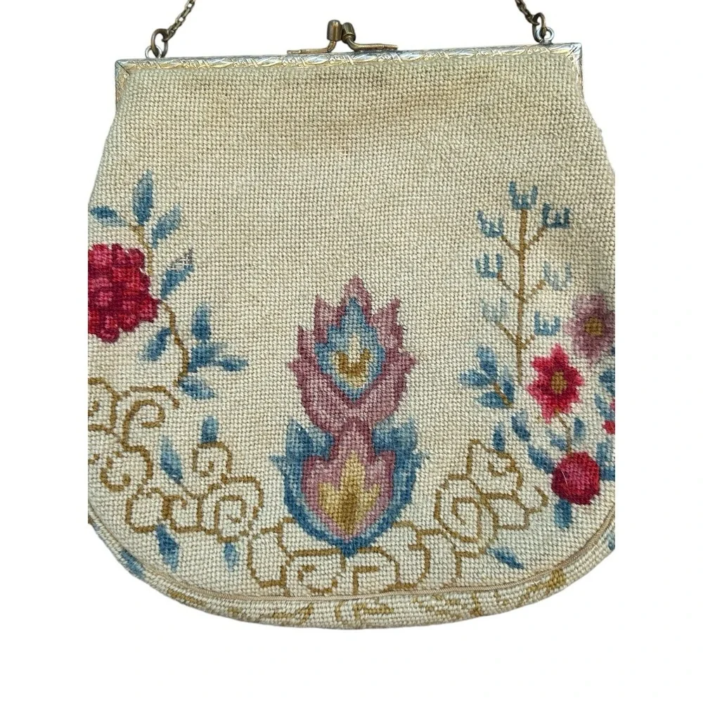 Vintage Anton Moritz NY Women's Purse Handbag Embroidered Needlepoint Tapestry